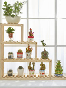 Modern Minimalist Indoor Balcony Plant Stand Multi-layer Wooden Stand Living Room Floor-mounted Succulent Plant Pot Holder