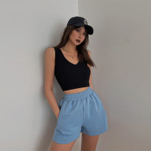 กางเกงกีฬาทรงหลวมเอวสูง กางเกงขาสั้นวิ่งสำหรับผู้หญิง กางเกงขายาวทรงตรง สไตล์สตรีท กางเกงขายาวลำลองสำหรับผู้หญิงในฤดูร้อน