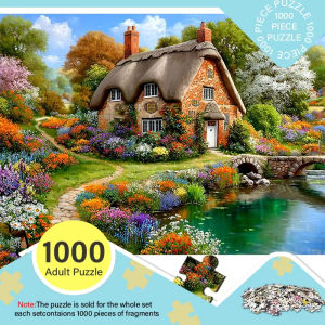A Box of 500 1000pcs Puzzles for Adults with a Rustic Cottage Design - Scratch-Resistant Challenging And Suitable for Adult