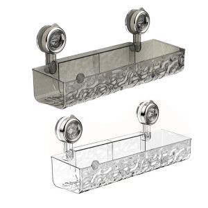 【Vodool】 2Pcs Suction Cup Storage Basket Clear Wall Caddy Shampoo Holder for Bathroom