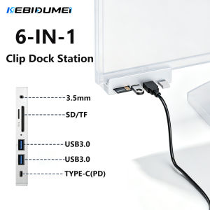 Kebidumei | KEBIDUMEI USB 3.0 HUB 6-IN-1 Clip on Docking Station 5Gbps High Speed Transmission Splitter Adapter Reader Card For Laptop PC