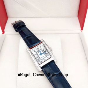 นาฬิกาข้อมือ Royal Crown ของแท้100% นาฬิกาผู้หญิงประดับเพชรสายหนังแท้สีดำหน้าปัดมุกระบบถ่านกันน้ำมีบัตรับประกัน1ปีจัดส่งพร้อมกล่องครบเช็ต