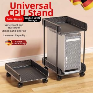 Under Desk Adjustable With Wheels PC Host Stand