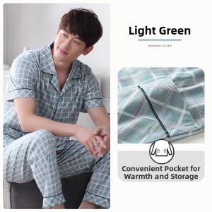 JIALEFEN | Summer Pure Cotton Short Sleeve Long Pants Pajama Set
