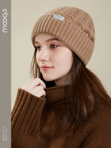 100% Pure Wool Knitted Hat Womens Style New 2023 Autumn Winter Warm Moon Hat Cold Prevention Cap Head Cover Casual Style