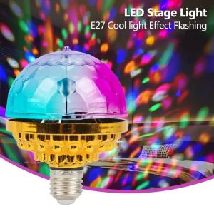 E27 Stage Light Cold Light Effect Flashing Colorful Small Magic Ball Rotating LED Stage Lamp Bulb For DJ Disco Ambient Light