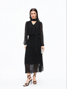 Koradior | Waist Accentuating Slender Printed Midi Dress