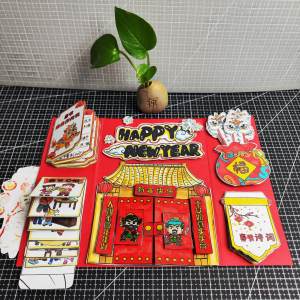 Creative Traditional Festival Labor Spring Festival Duanwu Yuanxiao Handmade Coloring Quiet Book Flip Book Material Pack
