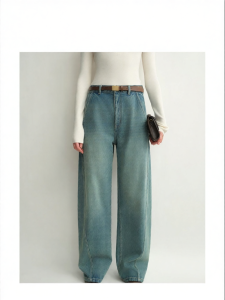 Retro Heavily Washed Cocoon Shaped Snowflake Jeans Womens Pants