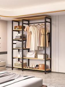 MMFO ราวแขวนเสื้อผ้า ราวเเขวนเสื้อผ้า โครงเหล็ก แผงไม้หนา MDF สไตล์โมเดิร์น ราวแขวนผ้าไม้มินิมอล แขวนเสื้อผ้าได้เยอะ Rack For Storing Clothes