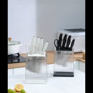 Luxury Multifunctional Knife Storage Rack Household Countertop Transparent Knife Holder Drain Rack Rak Pisau
