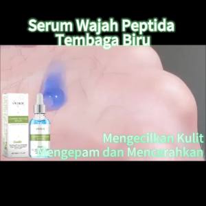 OUHOE Serum Muka Peptida Tembaga Biru Menghidratkan Mencerahkan Melembapkan Menlkan Kulit Garis Halus Mengurangkan Pati Pemutih