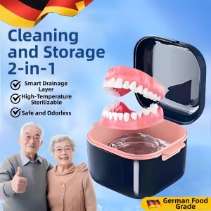 Elderly Portable Denture Storage and Cleaning Box