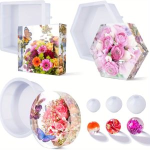 Large Specimen Silicone Resin Mold Square Round Heart Hexagon Flower Preservation Insect Specimens Art Craft Casting Home Decor