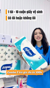 Giấy Vệ Sinh Nano Luxury 10 Cuộn Giấy Nhỏ – Có Lõi / Không Lõi 3 Lớp Dày Mịn Siêu Dai Thấm Hút Tốt | Nano Tissue