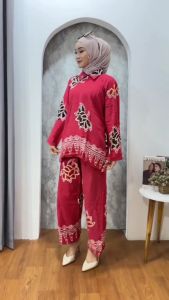 Batik Riziq Baju Wanita Setelan Celana Panjang Cap