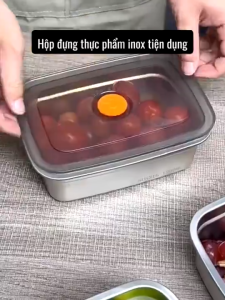 Hộp đựng Thực Phẩm Inox 304 Có Nắp đậy Kín 2200ml Loại Dày