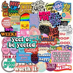 Waterproof Motivational English Short Sentences Stickers 405 Unique Doodles for Laptops Mobile Phones And Suitcase