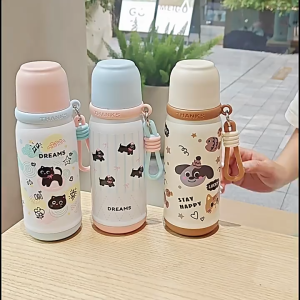 น่ารักสแตนเลสฉนวนถ้วย ความจุขนาดใหญ่ กระติกน้ำ ขวดนำ 500ml แท้งค์สแตนเลส 316 กระติกน้ําร้อน กระบอกน้ำหูหิ้วฝากด เก็บอุณหภูมิ6-12ชม. T01257