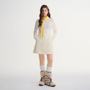 DUSHU | Trendy Warm Knitted Slim Waist High Waisted Flare A-line Skirt for Curvy Women