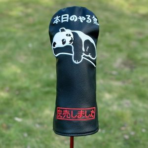 1PC Đen Nhật Bản Họa Tiết Gấu Câu Lạc Bộ Golf Head Cover Universal Fit Cho Driver Fairway Wood Hybrid - Bảo Vệ Gậy Golf