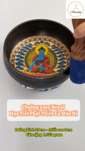 [Amrita] Chuông xoay Nepal tụng kinh-thiền định cao cấp Họa Tiết Phật Dược Sư-Sanggye Menla - Singingbolws - chuông xoay - CXNP7