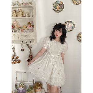Labeau-Dolly-Original Young Adult Shoelace Waist Lace White Skirt Puff Sleeve Dress Summer