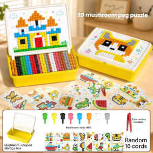 Mushroom Peg Puzzle Board Game Toy Montessori Concentration Training Motor Skills Development Intelligent Game Gift for Kids