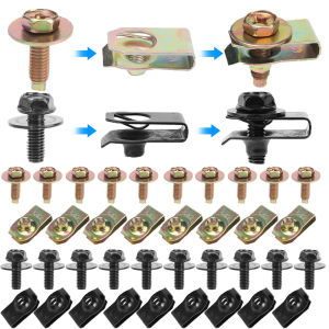 【WOKEN】40PCS M4/M5 Car U-Nut Clips Clamp Self-Tapping Screw Clamp Body Bumper Fender Lining Fastener Rivet Screw