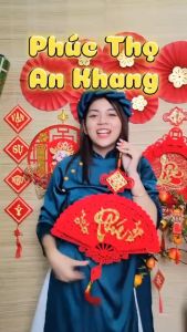 Dây Treo Khánh Quạt Khánh Vuông Liễng Nhung Đỏ chữ TẾT - PHÚC -LỘC - THỌ Decor Trang Trí Tết Năm Mới