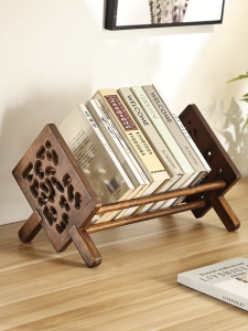 Teak Desktop Bookshelf Desktop Bookshelf Cookbook Bookshelf Magazine Rack CD Small Bookcase Desktop Book Organizer