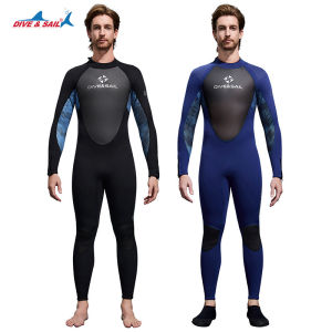 Diving Suit 3MM One-piece Long-sleeved Thickened Warm Diving Suit Mens Cold-proof Snorkeling Surfing and Swimming Suit