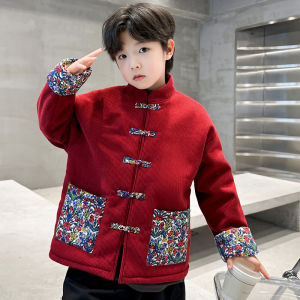 Thickened Fleece Boys New Year Clothes Traditional Chinese Tang Suit Childrens Fashionable Winter Outfit for Little Boys