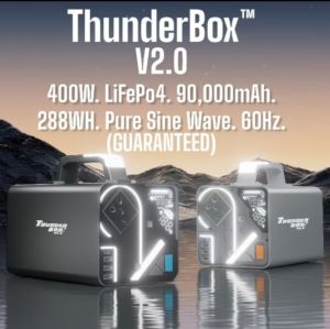 Thunderbox V2.0 Power Station 400w (surge 800w)288wh/518wh true rated Pure Sine Wave with Light Handle