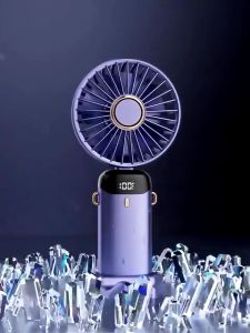 Rechargeable Cooling Fan Folding Digital Display Multi-gear Speed Handheld Fan Portable 5 Speed Wind Mini Aromatherapy Fan for Office Room Table Outdoor Traval USB Desk Fan
