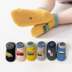 Childrens Floor Socks Anti-Slip Spring Autumn Car Socks Cotton Polyurethane Elastane Cartoon Style for Boys and Girls