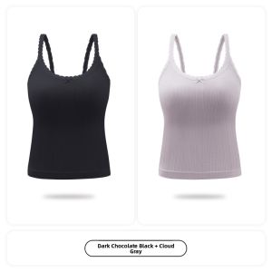miiow | Sweet And Spicy Girl Fixed Lace Backless Tank Top Anti-Light Bralette Slim Fit Nylon Blend Summer 2025 Pure Color Underwear