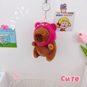 Cute Capybara Hamster Turtle Backpack Bag Pendant Strawberry Hat Student Doll Hammertoe Bag Accessories Fashionable Trendy