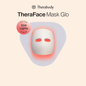 Therabody TheraFace Mask Glo - Cordless LED Skincare Face Mask with Red/Blue/Infrared Light & Relaxing Scalp Massage for Glowing Healthier-Looking Skin - FDA Cleared