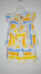 ]đồ bộ bé gái ngắn tolelanh có túi bèo dễ thương đáng yêu