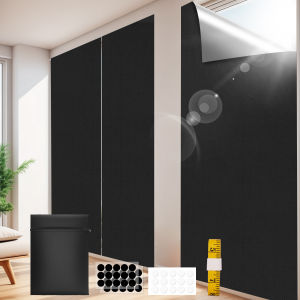 100% Blackout Curtain Removable Portable Travel DIY Blocking Window Film For Living Room Home Non-perforate No Drill Black Cloth