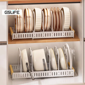 GSlife Carbon Steel Pot Lid Organizer | Hindi Kinakalawang | 7/8/10-Slot Space Saver | Kitchen Cabinet Pan Rack Shelf Cookware Organizer Pot Lid Holder Storage