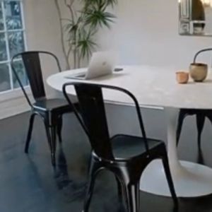 BaanD เก้าอี้เหล็ก, สีดำ/ขาว รับน้ำหนัก 150 กก, เก้าอี้กินข้าว, เก้าอี้ทานข้าว, เก้าอี้ร้านอาหาร, เก้าอี้พนักพิง