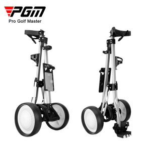 PGM Golf Pull Cart Adjustable Golf Trolley Cart 3 and 4 Wheels Push Pull Golf Cart Aluminium Alloy Foldable Trolley with Brake QC001