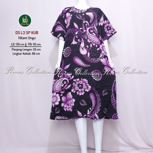 Kencana Ungu Label Biru Daster L3 SP KUB Jumbo LD 140 cm Daster Busui 4 Kancing Lengan Pendek