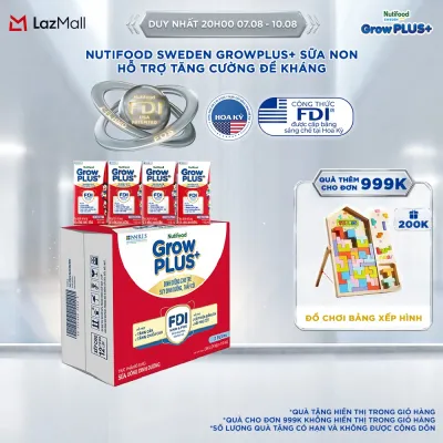 Thùng 24 hộp Sữa Nước Pha Sẵn Nutifood GrowPLUS+ Suy Dinh Dưỡng (Đỏ) - Hỗ Trợ Tăng Cân Tăng Chiều Cao Ít đường 110ml - Trên 1 tuổi (Bao bì tùy đợt nhập hàng)