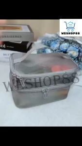 WESHOP88 Mesh Double Layer Makeup Bag Travel Portable Wash Bag Simple Cosmetics Storage Bag Toiletries Bag Mesh Wash Bag Cosmetic Storage Pouch
