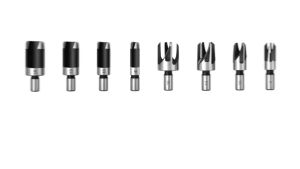 (23PCS/PACK)8Pcs Wood Plug Cutter6Pcs 1/4 Inch Hex 5 Flute 90 Degree Countersink Drill Bits7Pcs Three Pointed Countersink Drill Bit With L-Wrench And Automatic Center Punch Drill Bit