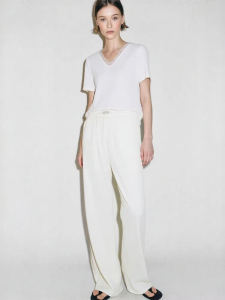 AMII | Versatile Elastic Waist Ribbed Loose Trousers for Women
