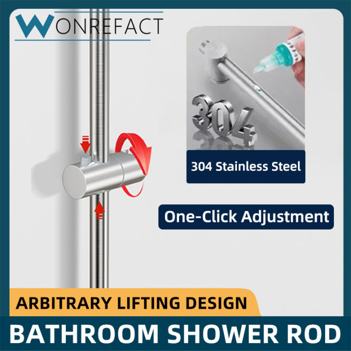 304 Stainless Steel Shower Slide Bars Shower Column Adjustable Wall Mounted With Bracket Holder Sliding Bar Set Bathroom Accessories Shower Slide Bars I.399400135